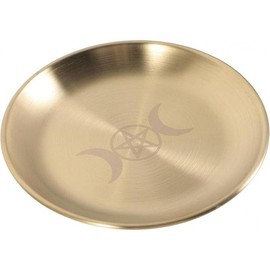Bed Side Table Tray Altar Plate Candle Holder Ritual Burning Incense Offering Bowl Decorative Tealight Tray for Witchcraft Wiccan Tarot Supplies B Desk Valet Tray - Color: Golden 2