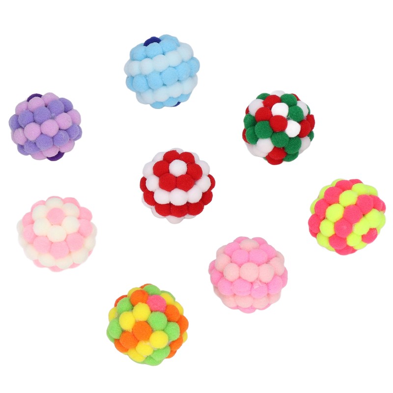 8pcs Cat Ball Toys Elastic Soft Colorful Interactive Chasing Chewing
