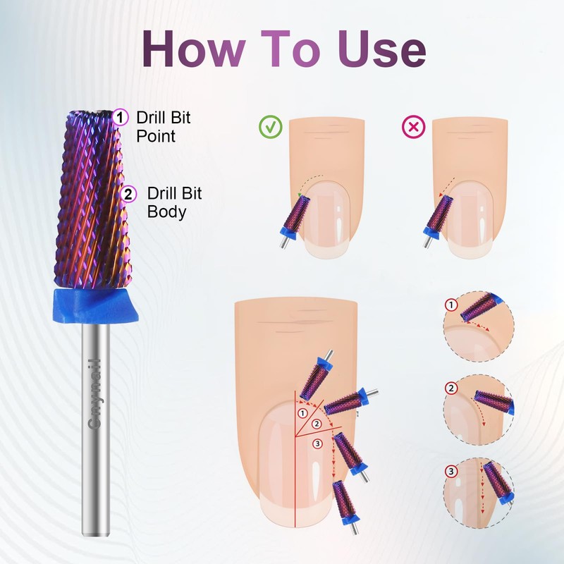 5 in 1 Cross Cut Nail Drill Bit, Tungsten Carbide