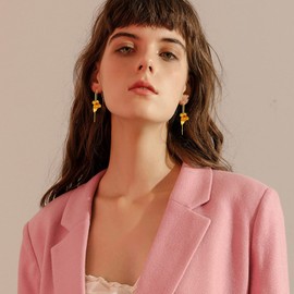 T-ztoss Bohemian Gold Elegant Flower Fashion Dangle Earring Cute Metal Flower Earrings Unique Chic 3D Large Flower Jewelry Gift for Women(gold flower-3)