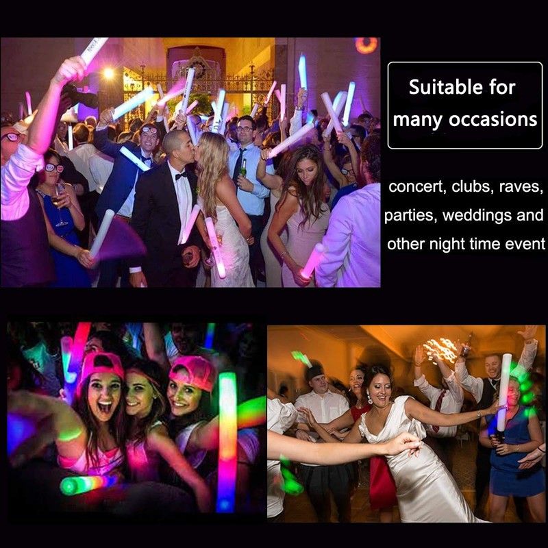 ColorHome Glow Sticks Bulk - 24 Pcs LED Foam Sticks
