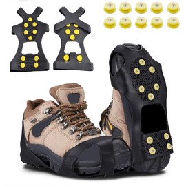 Carryown Ice Snow Shoe Grips Ice Grippers Traction Cleats Shoe Ice Anti Slip Ice Cleats for Shoes and Boots Ice Spikes Crampons, S/M/L/XL (Small)