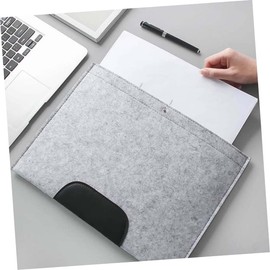 Gatuida Felt File Folder Portable Document Carrier Bag with Button Closure Capacity Organizer for Office School Stylish Light Grey Felt Holder for Files and Stationery