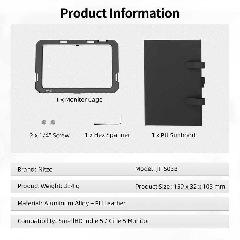Nitze Indie 5 Cage Kit for SmallHD Indie 5 Monitor