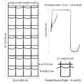 VOPTON 28Large Pockets Over The Door Shoe Organizer, Hanging Shoe Organizer for Closet, Premium Clear Shoe Rack for Door, Shoes Hanger Organizers Storage Holder for Back of Door and 4Metal Hook White