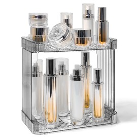 TENDER EPOCH Bathroom Counter Organizer Cosmetics Skincare Organizers Skincare Makeup Organizer Countertop Holder for Perfume-2 Tier-Grey