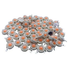 TOPXCDZ 50 pcs High Power Led Chip 3W Full Spectrum Plant Grow Light 380nm - 840nm 600mA - 700mA DC 3V-3.2V 3W SMD COB Emitter Diode for DIY Hydroponic Flowers Growing Lamp (Full Spectrum)