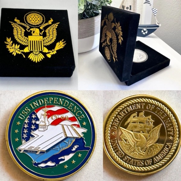 US NAVY - USS INDEPENDENCE CV-62 Challenge Coin With Velvet