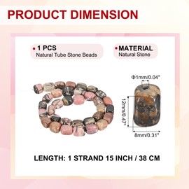 PATIKIL Natural Stone Gemstone Beads, 15" 12x8mm Cuboid Loose Semi Spacer Beads Crystal Agate Bead for Bracelet Necklace Jewelry Making, Red Black