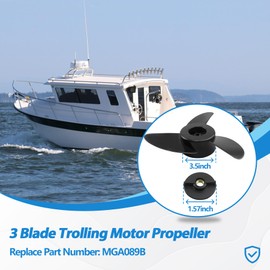 MGA089B Hélice de Motor de Pesca al Curricán de 3 Palas Compatible con Motores de Pesca al Curricán Motorguide con Diámetro de 3.5" Compatible con Motor Motorguide R3 55lb W55 Xi5 36v 75