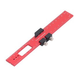 Woodworking Ruler 200mm Aluminum Alloy Precision Marking Ruler with Sliding Stop for Workshops DIY Tool Boxes Red