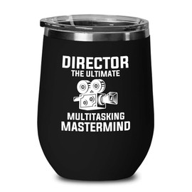 Filmmaker Black Edition Wine Tumbler 12oz - Director The ultimate - Filmmaker Gifts Camera Lens Cut Prop Director Movie Film Scriptwriter
