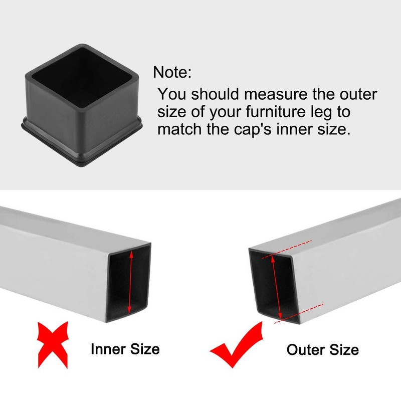 sourcing map Rubber Furniture Caps 40mm x 40mm Square Shaped