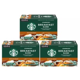 Starbucks (3) Starbucks Medium Roast K-Cup Coffee Pods Breakfast Blend Keurig Brewers 3 pk