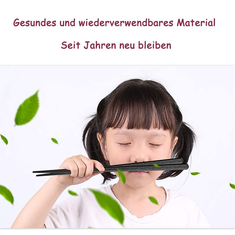 TOTKEN Chopsticks, 5 Pairs Reusable Black Dishwasher Safe Non-Slip Chopsticks