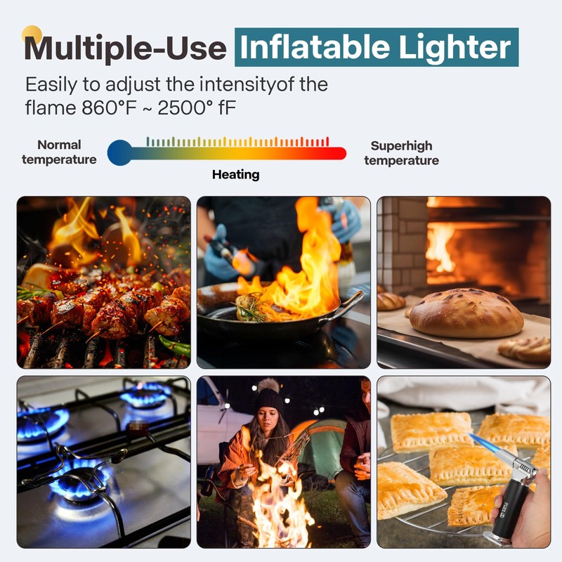 Blow Torch, Professional Kitchen Cooking Butane Torch with Safety Lock
