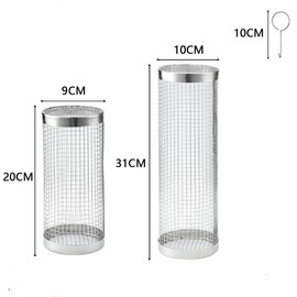 2 PCS Rolling Grill Baskets, 304 Stainless Steel Rolling Grilling Net, Nesting Grill Baskets for Vegetables Shrimp, BBQ, Outdoor Cooking Camping, Gifts for Men Dad Husband