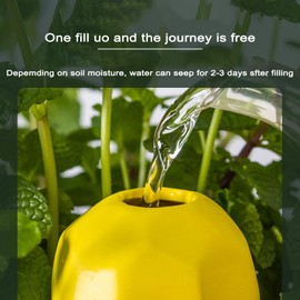 RoseFlower 4 Pack Terracotta Self Watering Spikes Plant Watering Globes, 90ml Decorative Self Plant Watering Stakes Insert Terracotta Plant Automatic Watering Devices for Indoor and Outdoor Plants