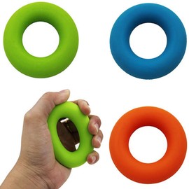 SHULLIN 3 Pcs Hand Grips, Silica Gel Grip Training, Hand Exercise Ring, Ring Shape, Hand Grip, Rehabilitation, Finger Strength, Hand Recovery, 3 Different Strength Levels (Green+Blue+Orange)