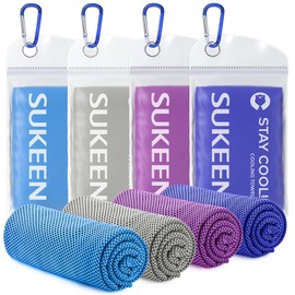 Sukeen 4 Pack Cooling Towel (40"x12"),Ice Towel,Soft Breathable Chilly Towel,Microfiber Towel for Yoga,Sport,Running,Gym,Workout,Camping,Fitness,Workout & More Activities