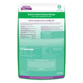 Health Extension Grain Free Duck & Sweet Potato Dry Dog Food - 30+ Superfoods and Probiotics for All Life Stages (10 lb)