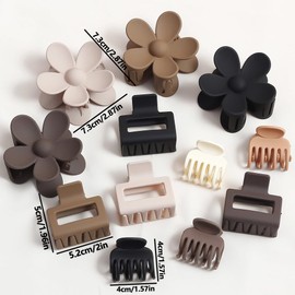 TOFBS 12 Stück Matte Rutschfeste Haarspangen Set Blumen-Haarklammern kleine Quadrat Krallen-Haarspangen Zweireihige Zahnspangen Haar Starken Halt Haar Krallen Haar Zubehör