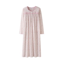 Keyocean Women Nightgowns, Soft Cotton Comfortable Long Sleeves Ladies Nightdress Sleeping Gown, Pink Flower, X-Large (XL)