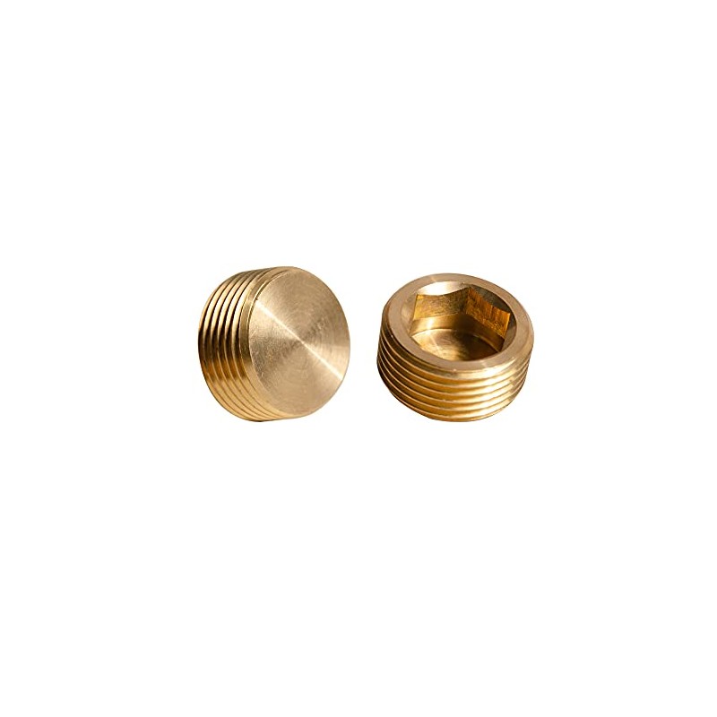 Quickun 1/2" npt Hex Plug Brass Pipe Fitting, Internal Hex
