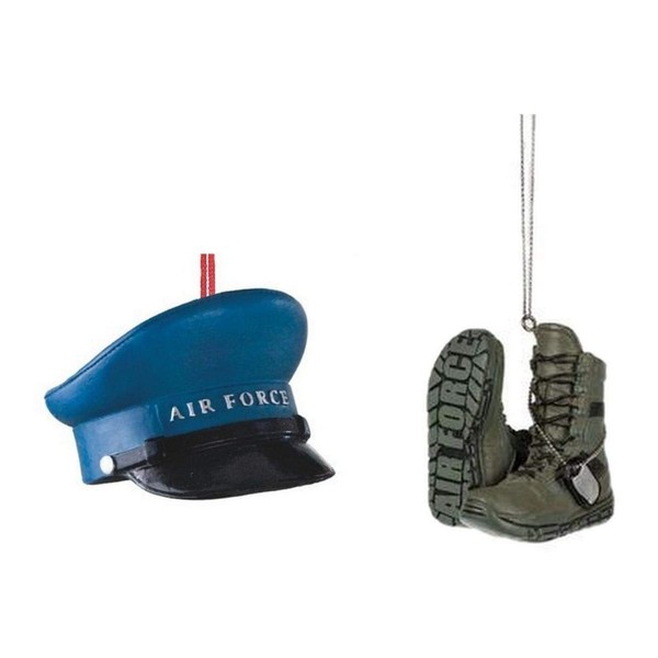 USAF Military Air Force Hat and Boots Christmas Ornament Set