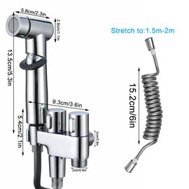 Mocrop Bidet Handbrause mit 2M Schlauch Bidet Edelstahl Handbrause Haken Hand Shower Toilet für Toilette Set für Bidet Toilette Handbrause Bad Bidet Toilettensprüher für Haustierbad, Körperpflege, WC
