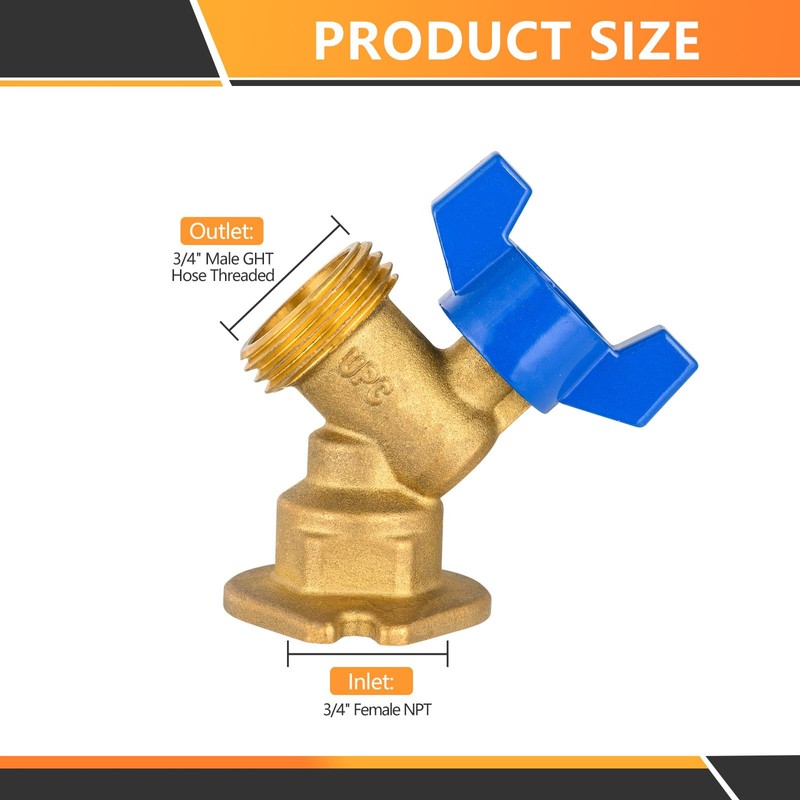 2-Pack HeSun 1/4 Turn Sillcock Hose Bibb Valve, 3/4" FIP