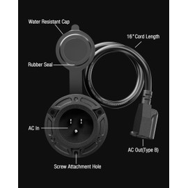 RV Shore Power Inlet Charger Plug,15A AC Port Plug 125V Power Inlet Socket Waterproof RV Electrical Outlet Receptacle Box with 16-Inch Integrated Outdoor Extension Cord for RV Power Inlet Trailer Plug