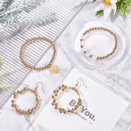 PH PandaHall 5mm 14K Gold Plated Beads, 150pcs Smooth Round Bead Long-Lasting Plated Small Spacers Seamless Ball Beads for Summer Hawaii Stackable Necklace Bracelet Jewelry Crafts Making