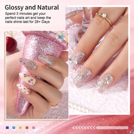 EODCI Pink Glitter Moon Sequins Dip Powder, 1 oz Iridescent Nail Dipping Powder for Long-lasting 28 Days+ Dip Nail Art French Manicure Nail Starter & Professional Home DIY Salon Use 28g