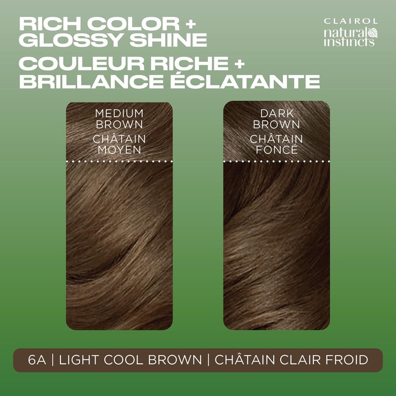 Clairol Natural Instincts Demi-Permanent Hair Dye, 6A Light Cool Brown