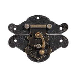Antique Embossing Latch Haspe Verschluss Lock Holz Case Hasp Latch Kleine Box Hardware Gravierte Designs Scharniere Latch mit Schrauben für Holz Schublade Schmuck Box Case Cabinet (L)