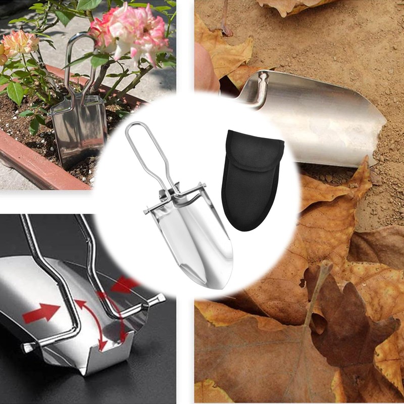 Folding Shovel Camping Shovel Multi-Function Mini Spade with Carrying Pouch