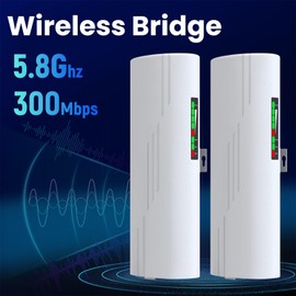 Quxas Long-Range Outdoor Wireless Bridge | P2P/PTMP Auto-Config 5.8GHz-3KM-300Mbps Extender with PA+LNA | Industrial Grade WiFi Bridge for Enterprise Surveillance & Network Expansion