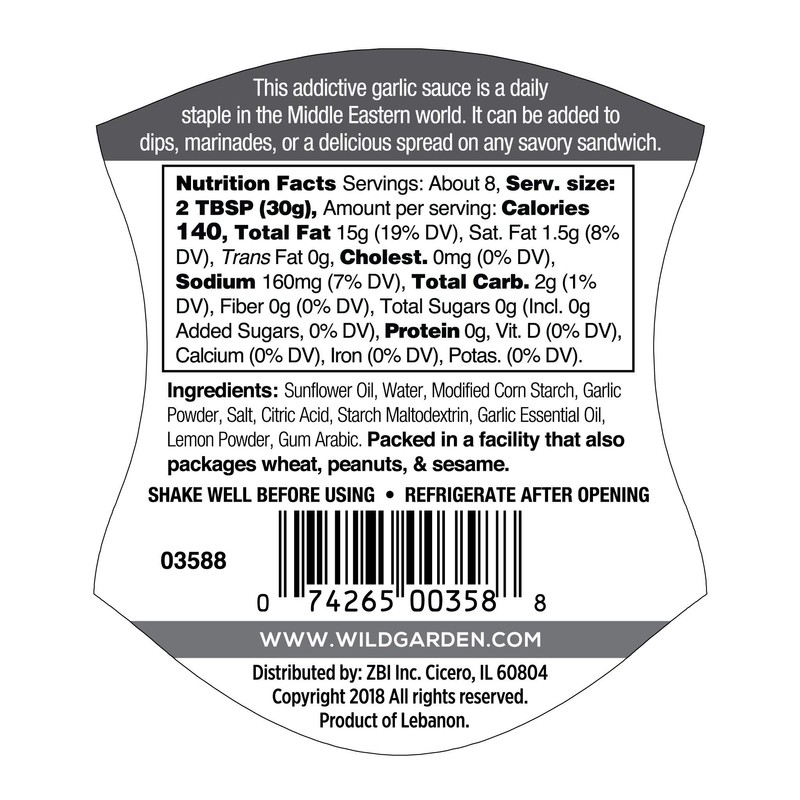 Wild Garden Easy Squeeze, Garlic Aioli, Toum, Great on Chicken