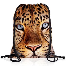 style3 Leopard Head Backpack Gym Bag Sport Jute Bag Leopard, brown, Rucksack