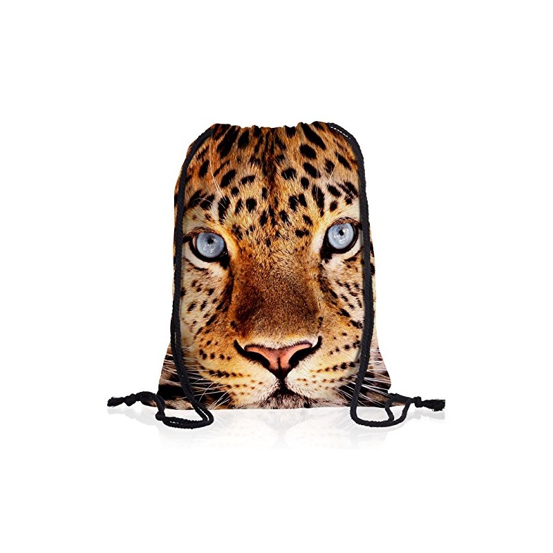 style3 Leopard Head Backpack Gym Bag Sport Jute Bag Leopard,