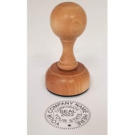 Michigan Rustix Corporate Seal Hand Stamp, Round 1-5/8" Impression, Wooden Handle (Hand Stamp)