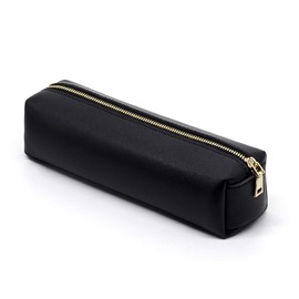 eusbon PU Pencil Pen Case Portable Stationery Bag Big Capacity Pencil Pouch Cosmetic Organizer Bag for Man and Woman, Black