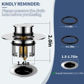 SIIU Universal 2 in 1 Bathtub Drain Stopper Bathtub Drain Hair Catcher，Pop-up Tub Stopper with Effective Filter Basket, Anti-Clogging Bathtub Drain Plug Bath Tub Stoppers for 1-1/2 to 1-3/4"" Drain