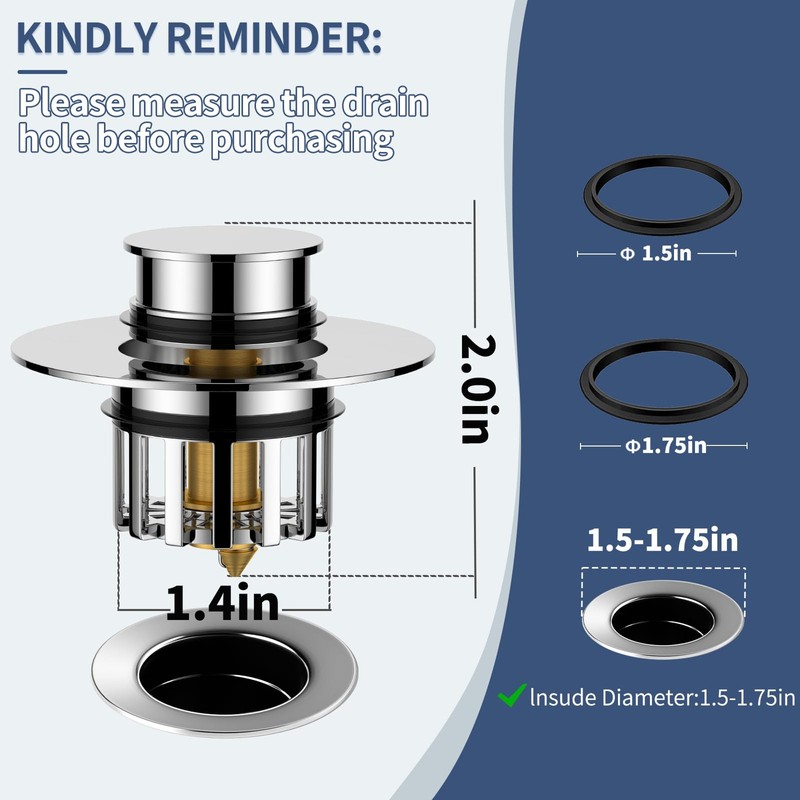 SIIU Universal 2 in 1 Bathtub Drain Stopper Bathtub Drain