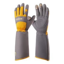 COOLJOB Thorn Proof Rose Pruning Garden Gloves for Women, Long Sleeve Padded Yard Work for Bush, Blackberry, Cactus, Heavy Duty/Puncture Resistant/Machine Washable, Medium, Yellow
