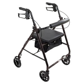 ProBasics Aluminum Rollator with 6-inch Wheels, Padded Seat and Backrest, Height Adjustable Handles, Folds for Storage & Transport, 300 Pound Weight Capacity, Black