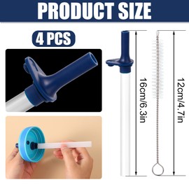 4pcs Replacement Straws with Bite Valve for Zak Designs Kelso 15 oz, with 1 Cleaning Brush Reusable Kids Cup Replacement Straws Accessory for Zak, BPA-Free (Dark Blue)