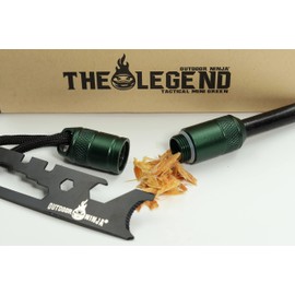 Outdoor Ninja Fire Steel – The Legend Tactical Mini – Green FireSteel for Hiking, Bush Power, Trekking, Camping and Other Outdoor Hobbies Including Multifunctional Scratcher, The Perfect Survival Kit