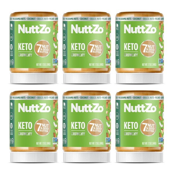 NuttZo Coconut Almond Keto Mixed Nut and Seed Butter | 7 Nuts & Seeds Blend, Keto-Friendly, Gluten-Free, Vegan, Kosher | No Added Sugar or Oil, 2g Net Carbs | 12oz Jar (Pack of 6)